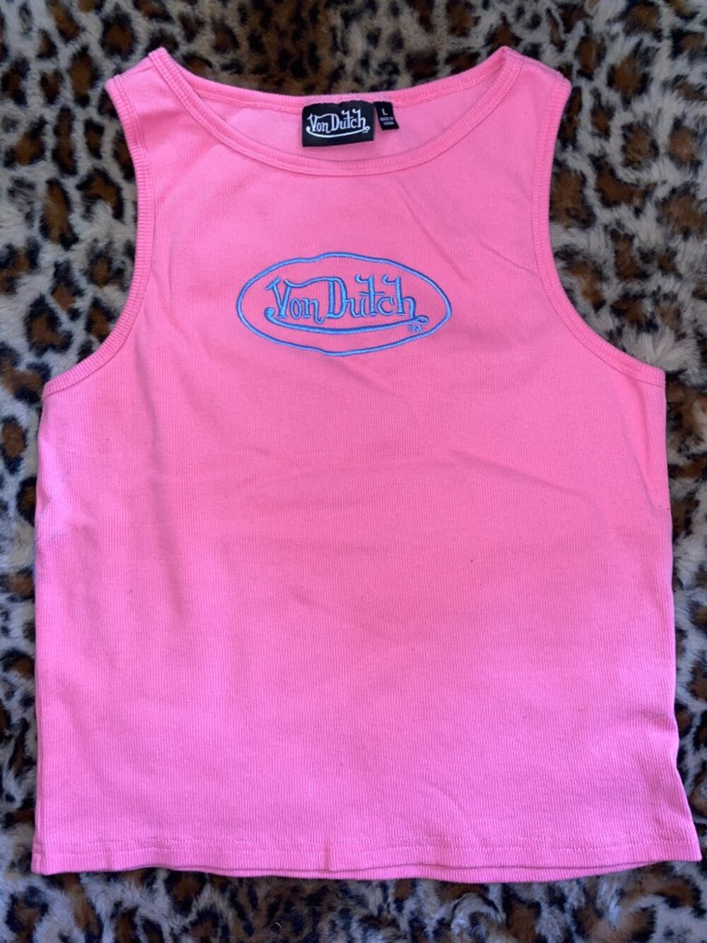 💖 Von Dutch Pink Cami Blue Logo Y2K Tank